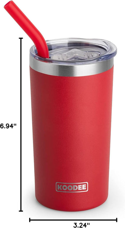 20 oz Skinny Tumbler - Stainless Steel Double Wall Insulated Slim Water Cup With Straw and Lids (Yellow)