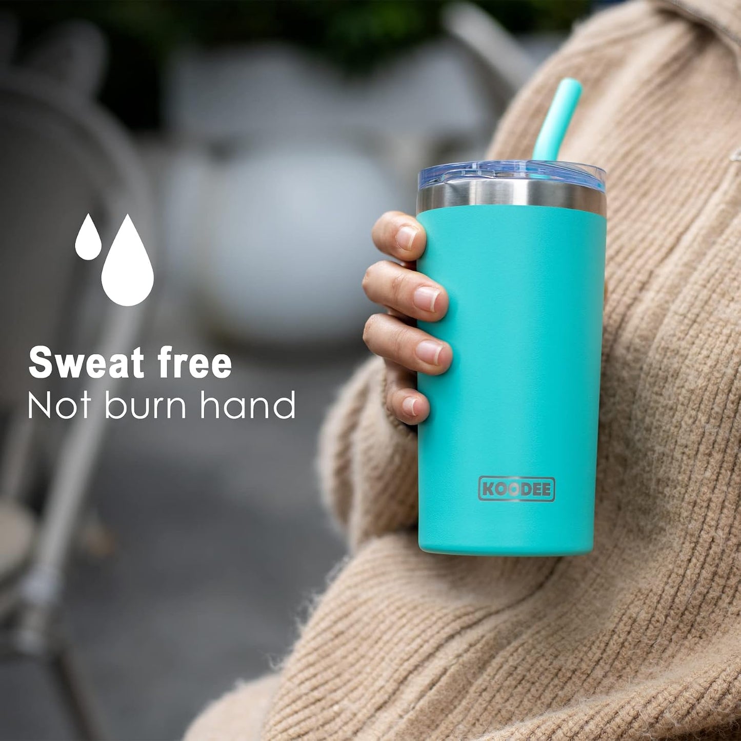 20 oz Skinny Tumbler - Stainless Steel Double Wall Insulated Slim Water Cup With Straw and Lids (Yellow)