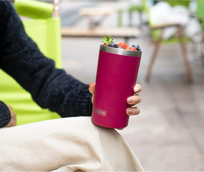 20 oz Skinny Tumbler - Stainless Steel Double Wall Insulated Slim Water Cup With Straw and Lids (Yellow)