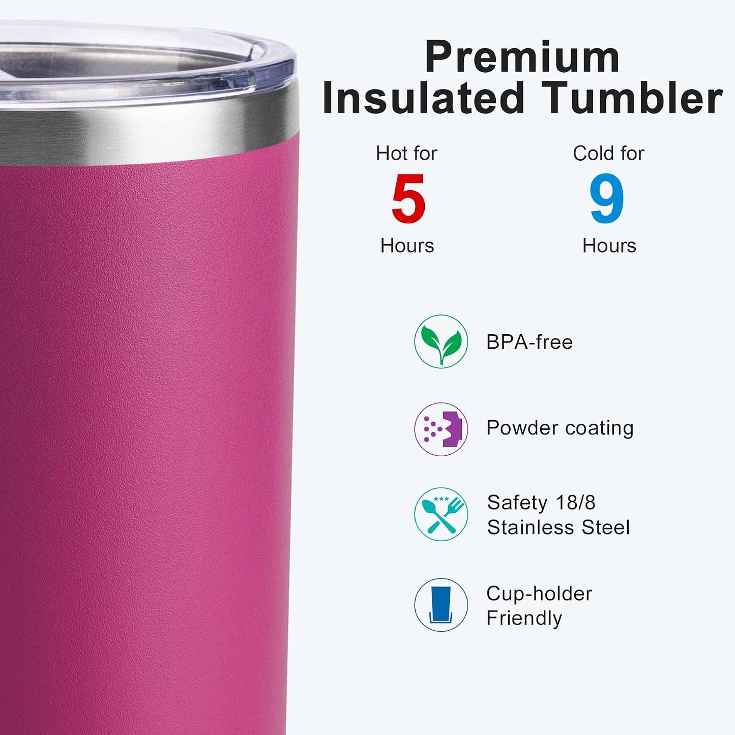 20 oz Skinny Tumbler - Stainless Steel Double Wall Insulated Slim Water Cup With Straw and Lids (Yellow)
