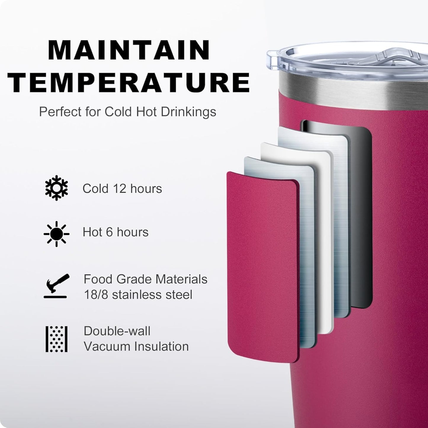 20 oz Skinny Tumbler - Stainless Steel Double Wall Insulated Slim Water Cup With Straw and Lids (Yellow)