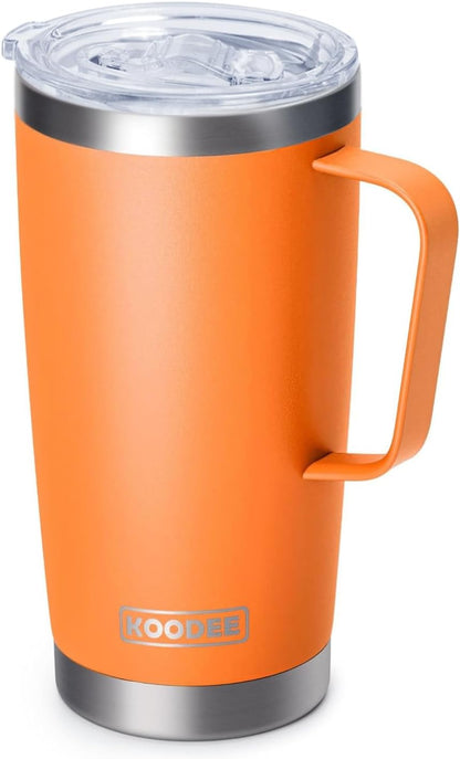 20 oz Skinny Tumbler - Stainless Steel Double Wall Insulated Slim Water Cup With Straw and Lids (Yellow)