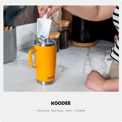 20 oz Skinny Tumbler - Stainless Steel Double Wall Insulated Slim Water Cup With Straw and Lids (Yellow)