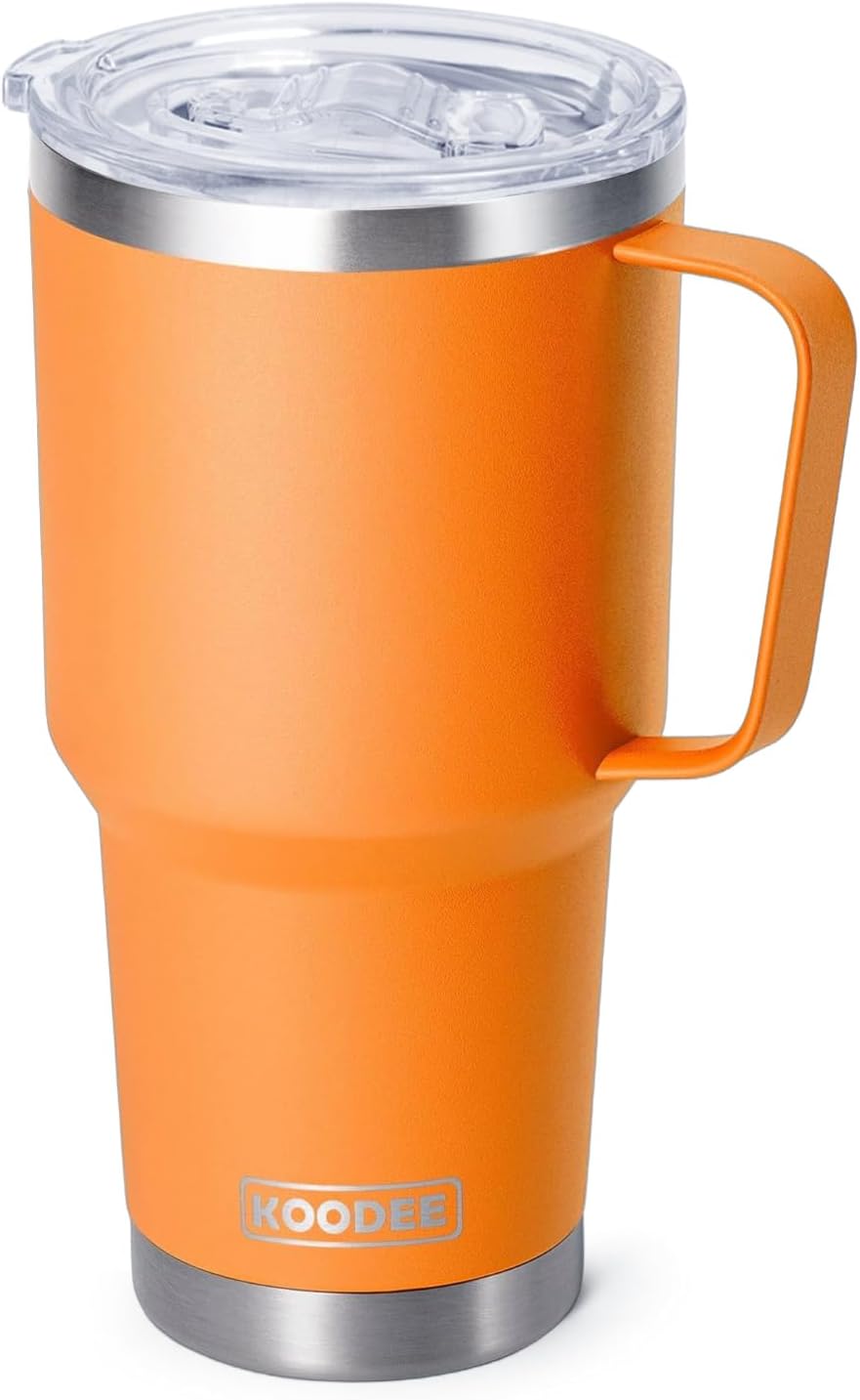 20 oz Skinny Tumbler - Stainless Steel Double Wall Insulated Slim Water Cup With Straw and Lids (Yellow)