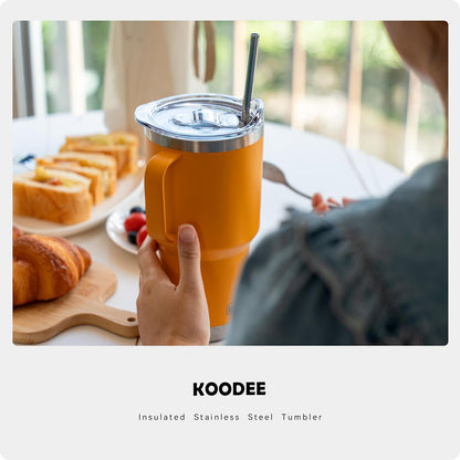 20 oz Skinny Tumbler - Stainless Steel Double Wall Insulated Slim Water Cup With Straw and Lids (Yellow)
