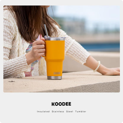 20 oz Skinny Tumbler - Stainless Steel Double Wall Insulated Slim Water Cup With Straw and Lids (Yellow)
