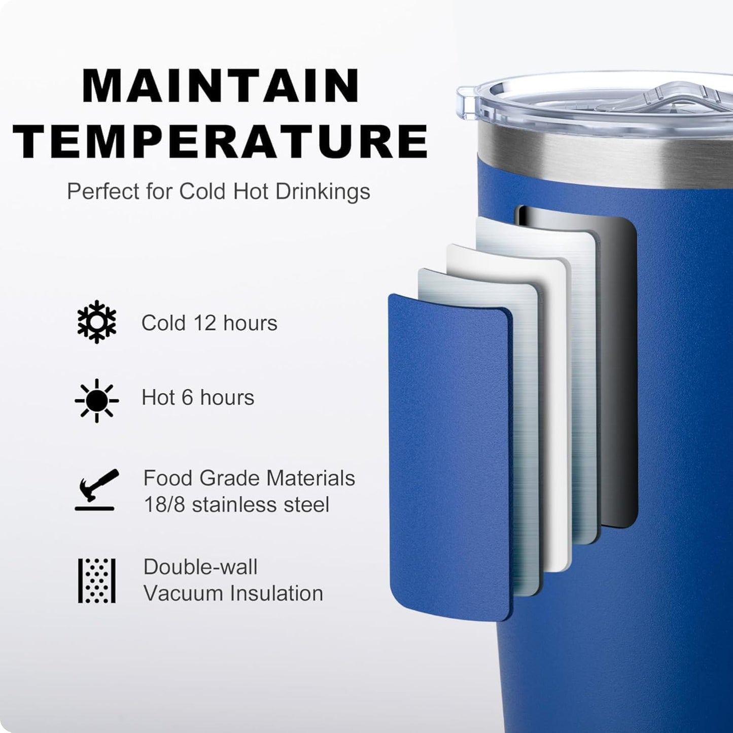 20 oz Skinny Tumbler - Stainless Steel Double Wall Insulated Slim Water Cup With Straw and Lids (Yellow)