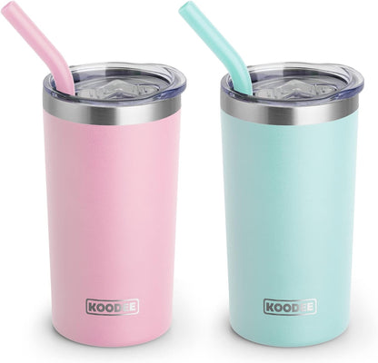20 oz Skinny Tumbler - Stainless Steel Double Wall Insulated Slim Water Cup With Straw and Lids (Yellow)