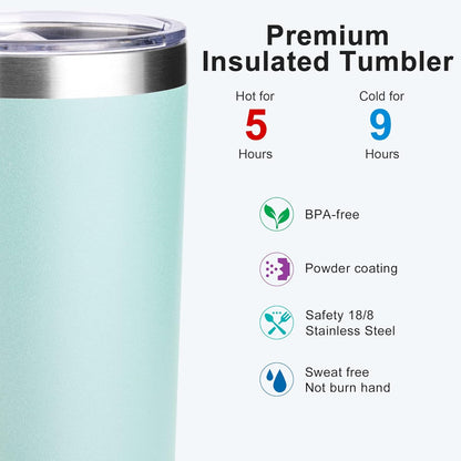 20 oz Skinny Tumbler - Stainless Steel Double Wall Insulated Slim Water Cup With Straw and Lids (Yellow)