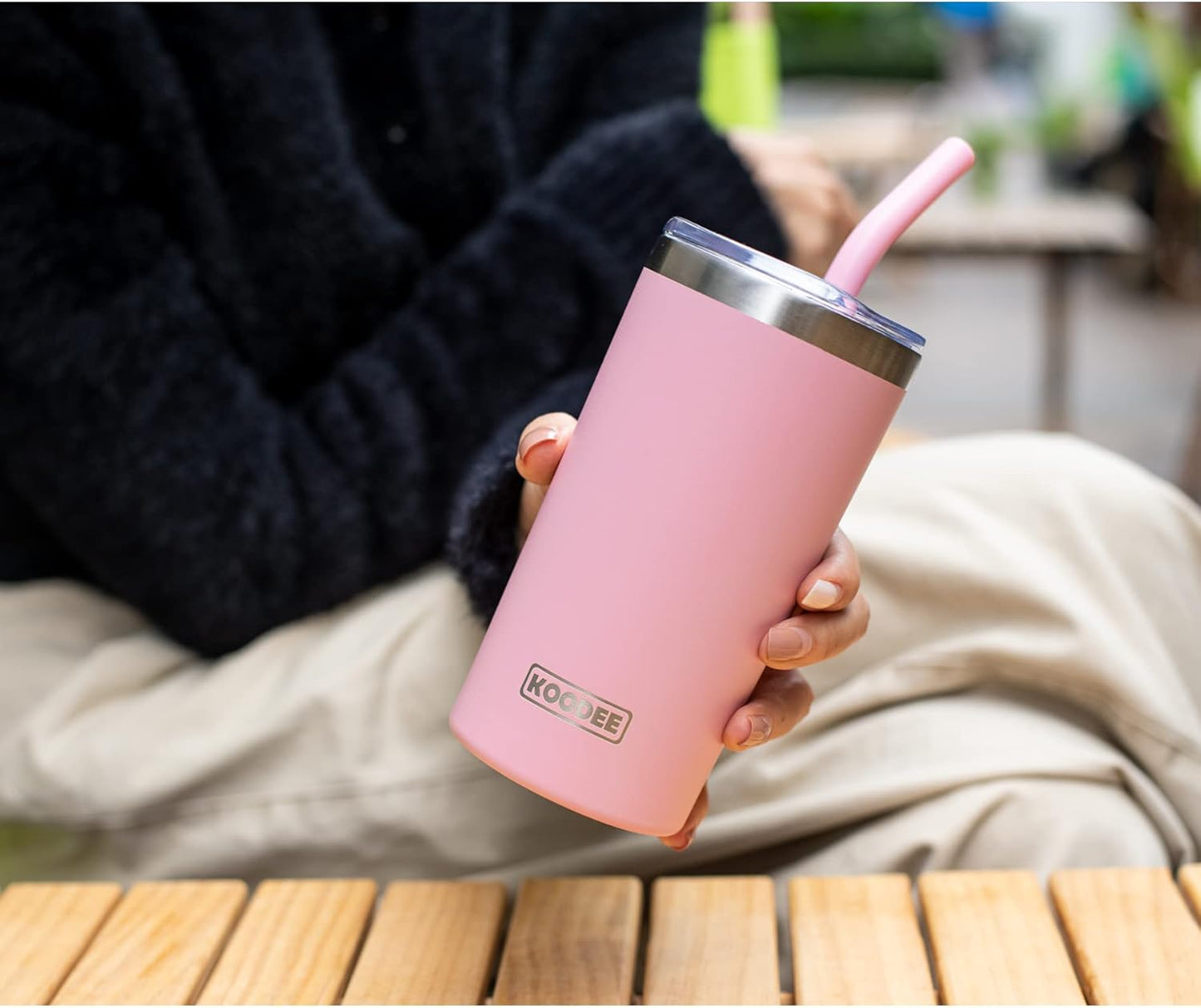 20 oz Skinny Tumbler - Stainless Steel Double Wall Insulated Slim Water Cup With Straw and Lids (Yellow)
