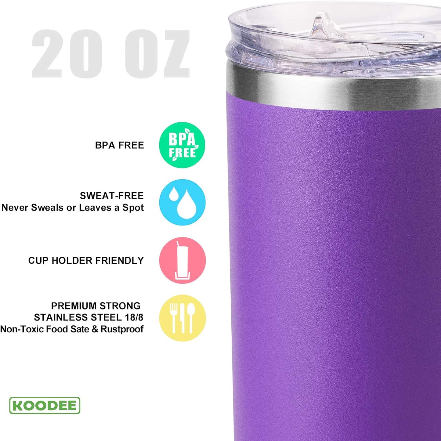 20 oz Skinny Tumbler - Stainless Steel Double Wall Insulated Slim Water Cup With Straw and Lids (Yellow)