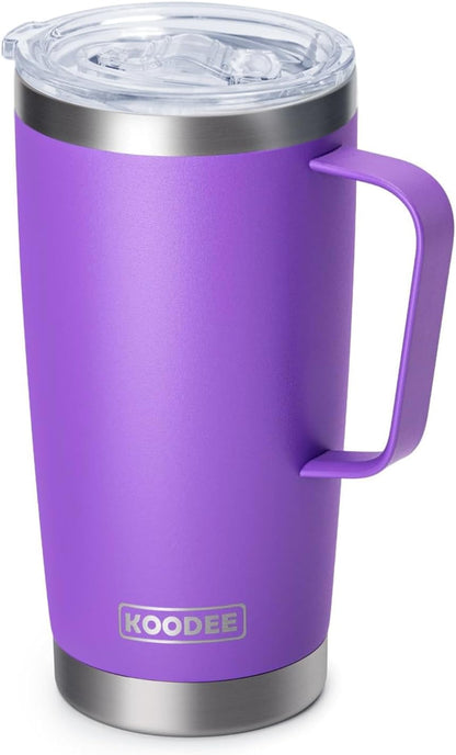 20 oz Skinny Tumbler - Stainless Steel Double Wall Insulated Slim Water Cup With Straw and Lids (Yellow)