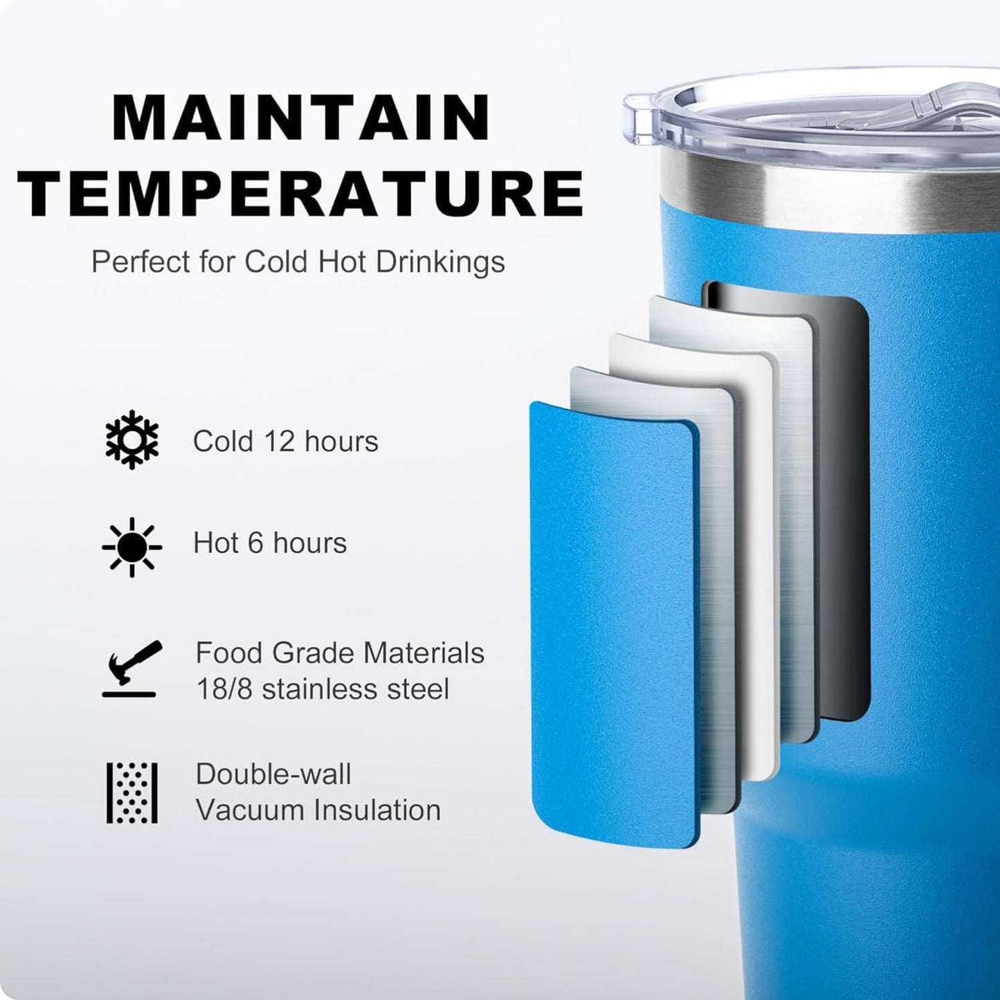 20 oz Skinny Tumbler - Stainless Steel Double Wall Insulated Slim Water Cup With Straw and Lids (Yellow)