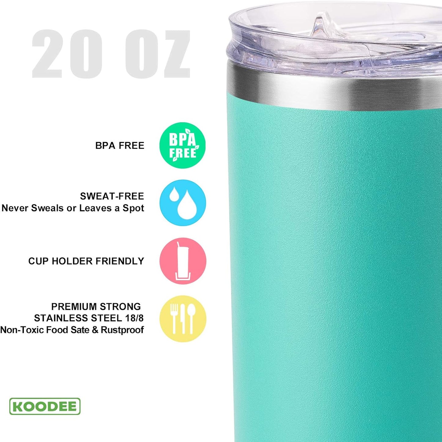 20 oz Skinny Tumbler - Stainless Steel Double Wall Insulated Slim Water Cup With Straw and Lids (Yellow)