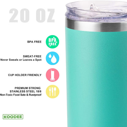 20 oz Skinny Tumbler - Stainless Steel Double Wall Insulated Slim Water Cup With Straw and Lids (Yellow)