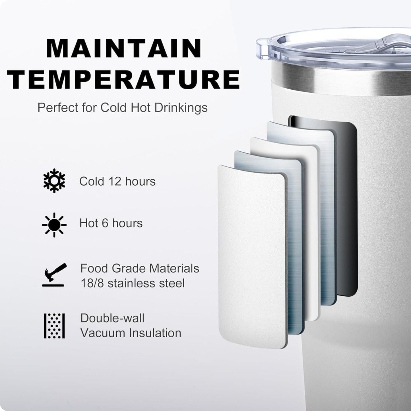20 oz Skinny Tumbler - Stainless Steel Double Wall Insulated Slim Water Cup With Straw and Lids (Yellow)