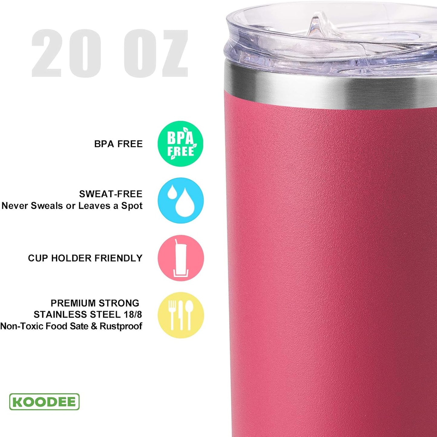 20 oz Skinny Tumbler - Stainless Steel Double Wall Insulated Slim Water Cup With Straw and Lids (Yellow)