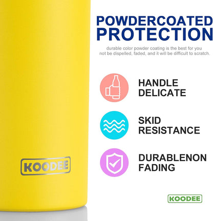 20 oz Skinny Tumbler - Stainless Steel Double Wall Insulated Slim Water Cup With Straw and Lids (Yellow)