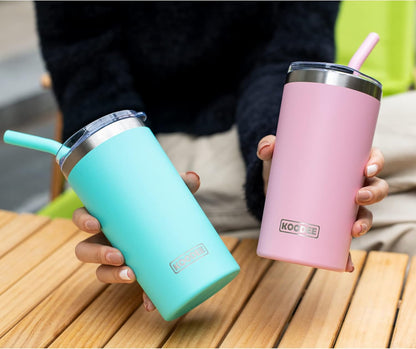 20 oz Skinny Tumbler - Stainless Steel Double Wall Insulated Slim Water Cup With Straw and Lids (Yellow)