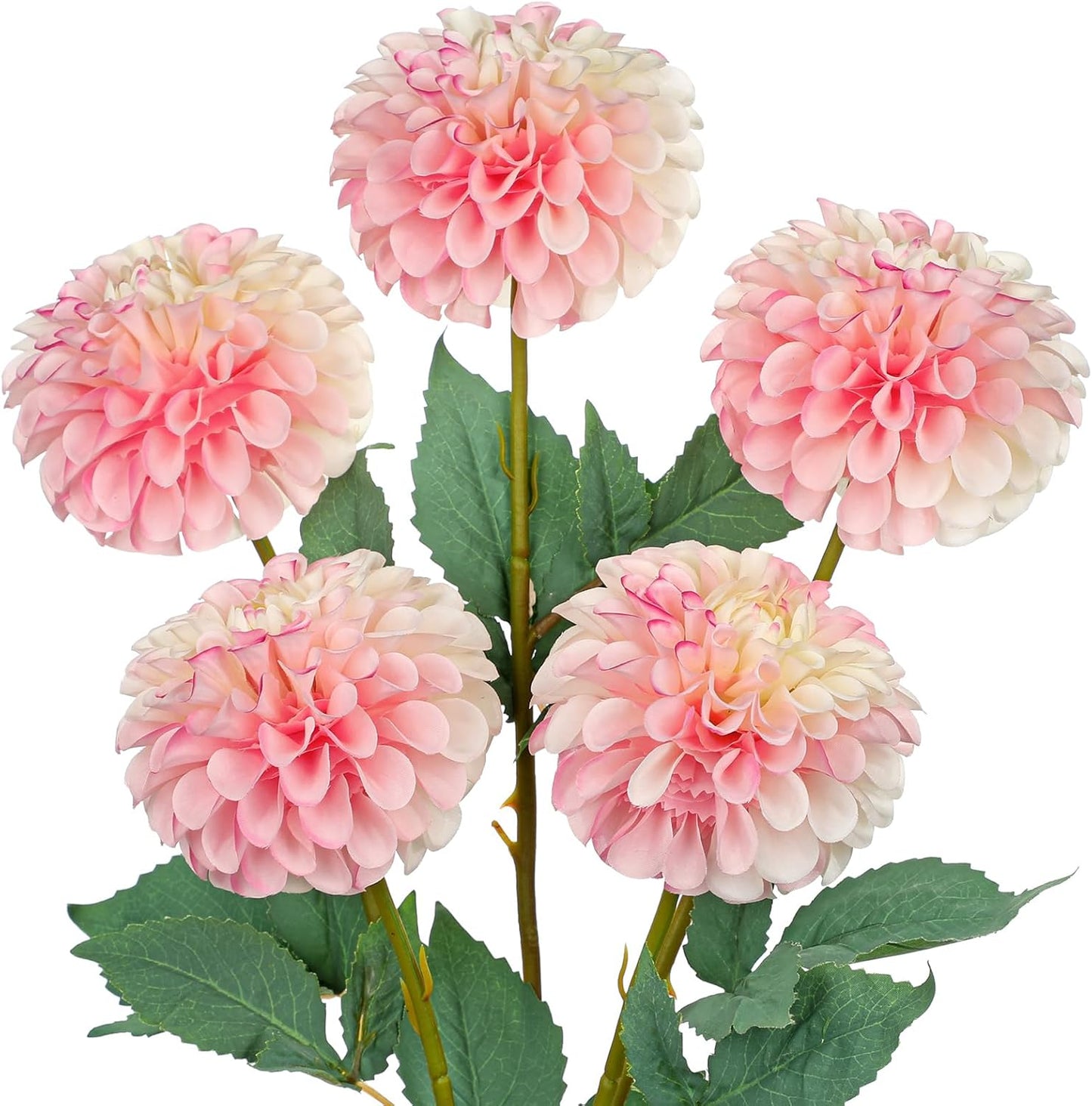 5PCS Artificial Dahlia Flowers Large 21.2" Fake Silk Flowers Pink Real Looking Dahlia with Long Stems for DIY Wedding Bouquets Centerpieces Arrangements Bridal Shower Party Home Decorations