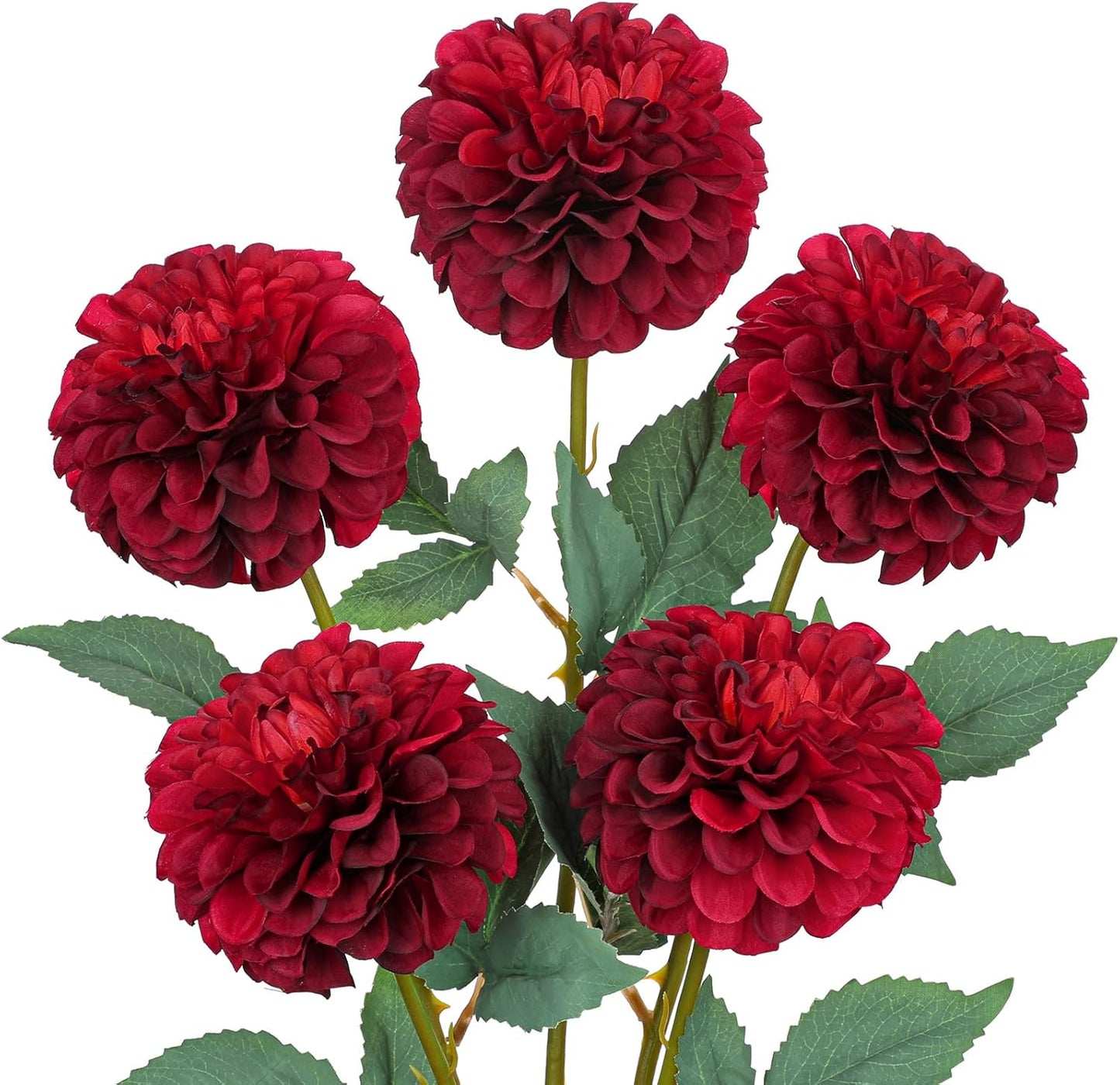 5PCS Artificial Dahlia Flowers Large 21.2" Fake Silk Flowers Pink Real Looking Dahlia with Long Stems for DIY Wedding Bouquets Centerpieces Arrangements Bridal Shower Party Home Decorations