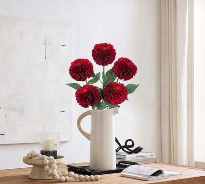 5PCS Artificial Dahlia Flowers Large 21.2" Fake Silk Flowers Pink Real Looking Dahlia with Long Stems for DIY Wedding Bouquets Centerpieces Arrangements Bridal Shower Party Home Decorations