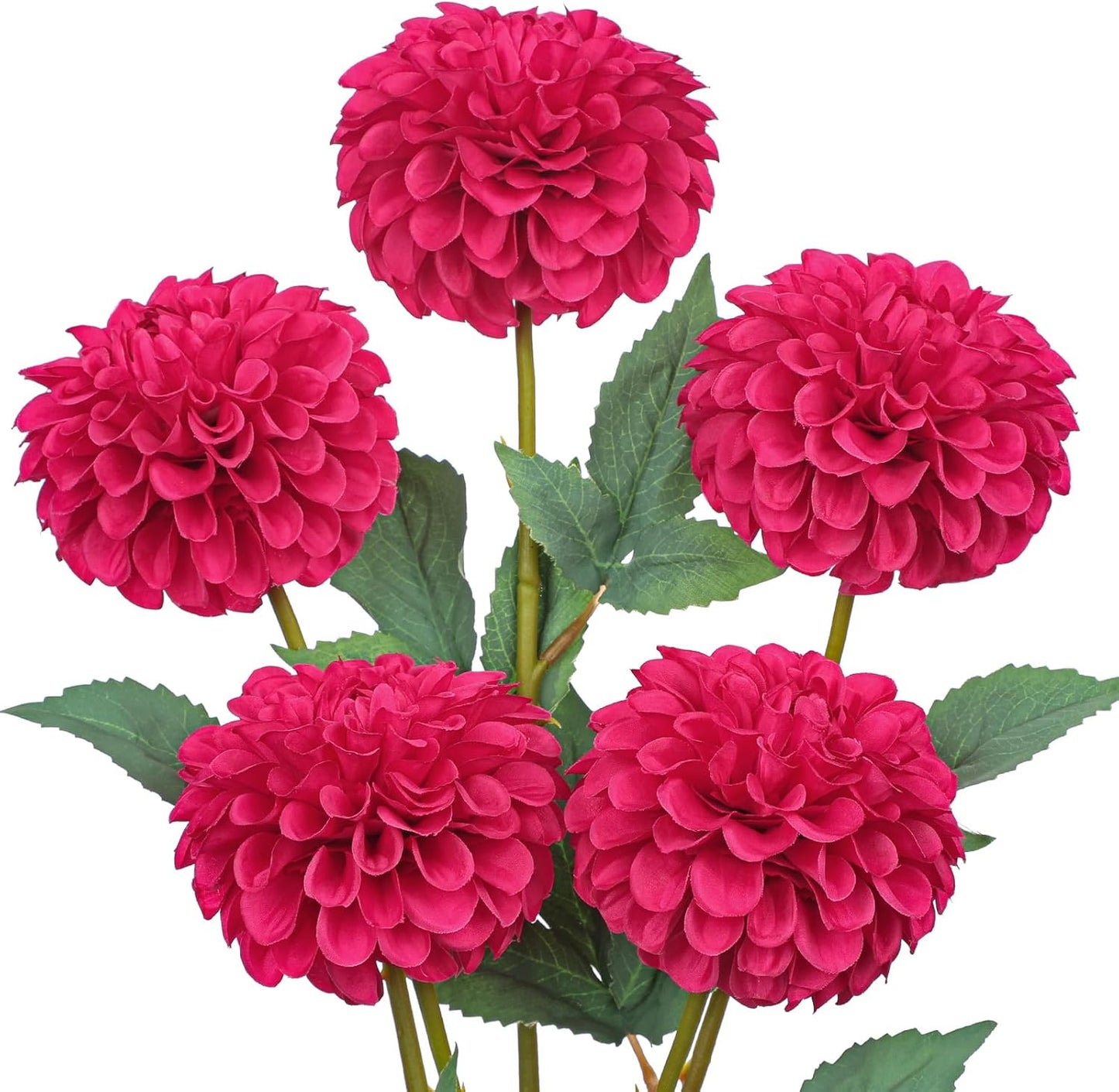 5PCS Artificial Dahlia Flowers Large 21.2" Fake Silk Flowers Pink Real Looking Dahlia with Long Stems for DIY Wedding Bouquets Centerpieces Arrangements Bridal Shower Party Home Decorations