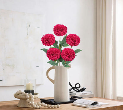 5PCS Artificial Dahlia Flowers Large 21.2" Fake Silk Flowers Pink Real Looking Dahlia with Long Stems for DIY Wedding Bouquets Centerpieces Arrangements Bridal Shower Party Home Decorations