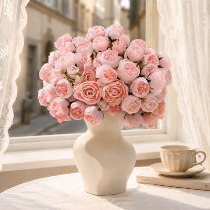24 PCS Ranunculus Artificial Flowers, Faux Mini Ranunculus Bulk | Realistic Silk Ranunculus Bouquet for DIY Bouquets, Bridal Shower Decorations, Centerpieces, Arrangements, White
