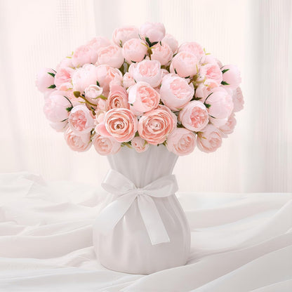 24 PCS Ranunculus Artificial Flowers, Faux Mini Ranunculus Bulk | Realistic Silk Ranunculus Bouquet for DIY Bouquets, Bridal Shower Decorations, Centerpieces, Arrangements, White