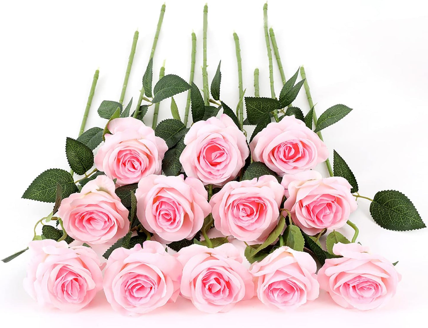 12 pcs Artificial Red Roses Flowers Long Stem Fake Silk Rose for Home Wendding Decorations(Red)