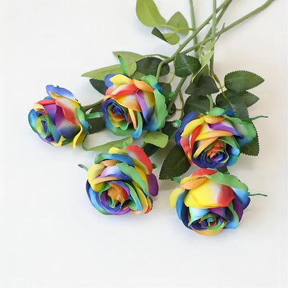 12 pcs Artificial Red Roses Flowers Long Stem Fake Silk Rose for Home Wendding Decorations(Red)