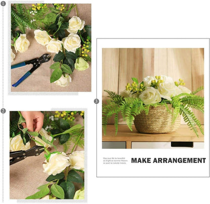 12 pcs Artificial Red Roses Flowers Long Stem Fake Silk Rose for Home Wendding Decorations(Red)