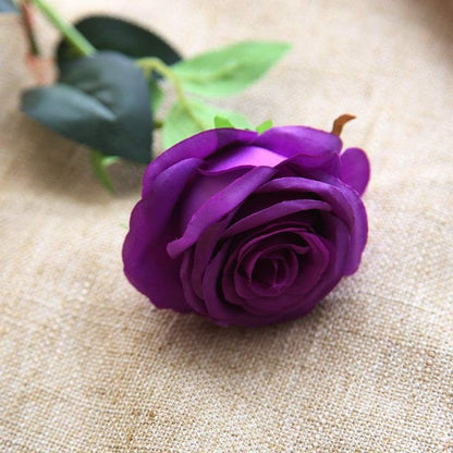 12 pcs Artificial Red Roses Flowers Long Stem Fake Silk Rose for Home Wendding Decorations(Red)