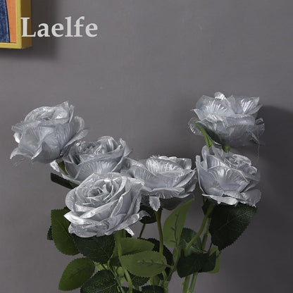 12 pcs Artificial Red Roses Flowers Long Stem Fake Silk Rose for Home Wendding Decorations(Red)
