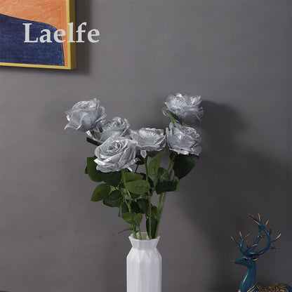 12 pcs Artificial Red Roses Flowers Long Stem Fake Silk Rose for Home Wendding Decorations(Red)