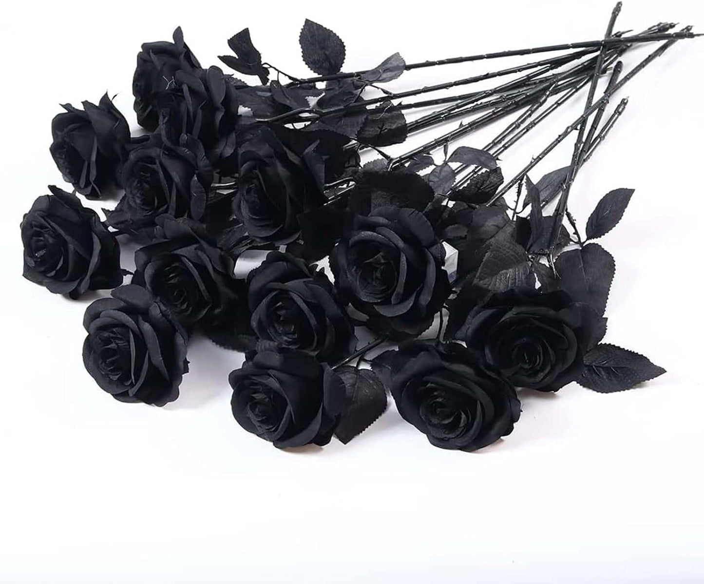 12 pcs Artificial Red Roses Flowers Long Stem Fake Silk Rose for Home Wendding Decorations(Red)