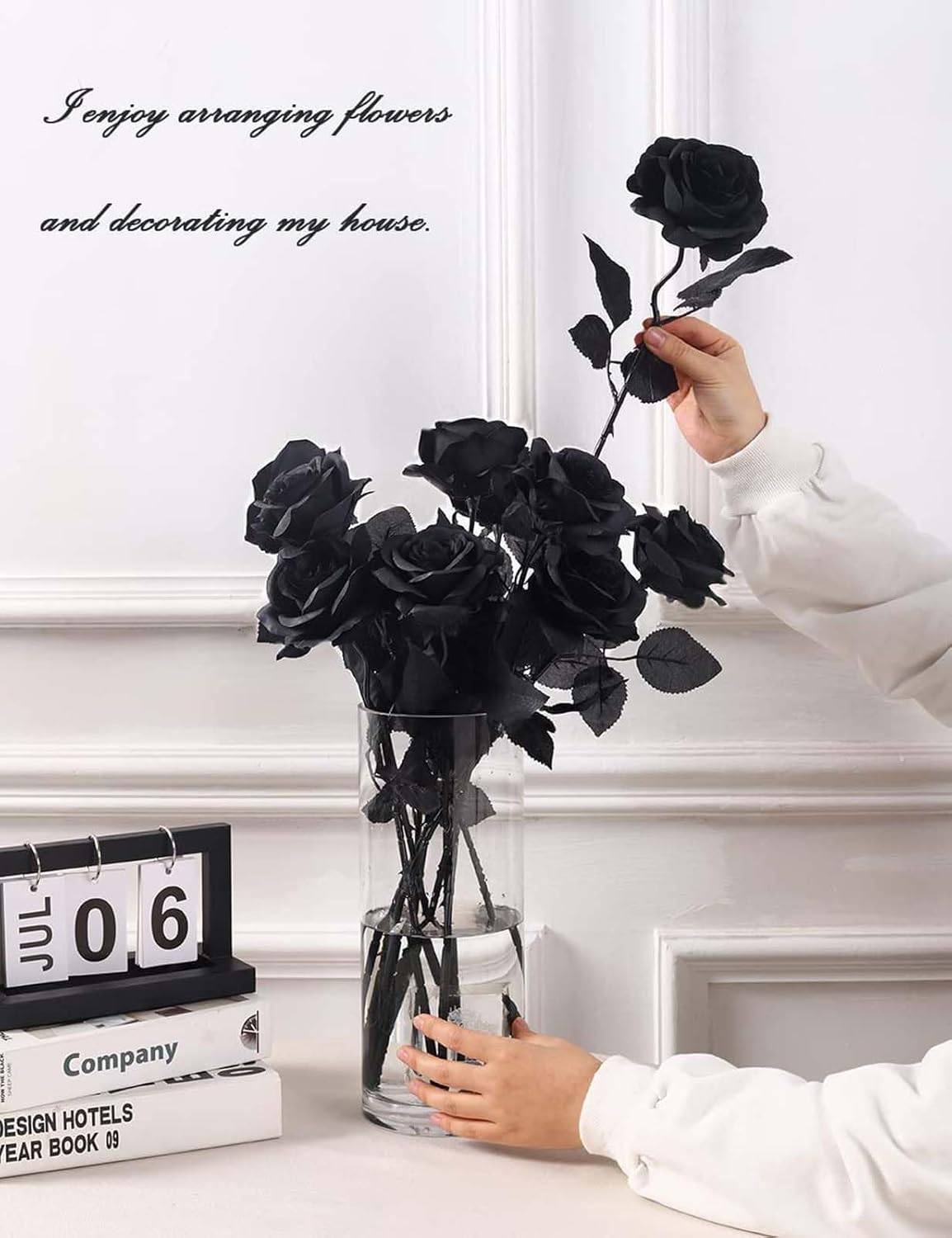 12 pcs Artificial Red Roses Flowers Long Stem Fake Silk Rose for Home Wendding Decorations(Red)