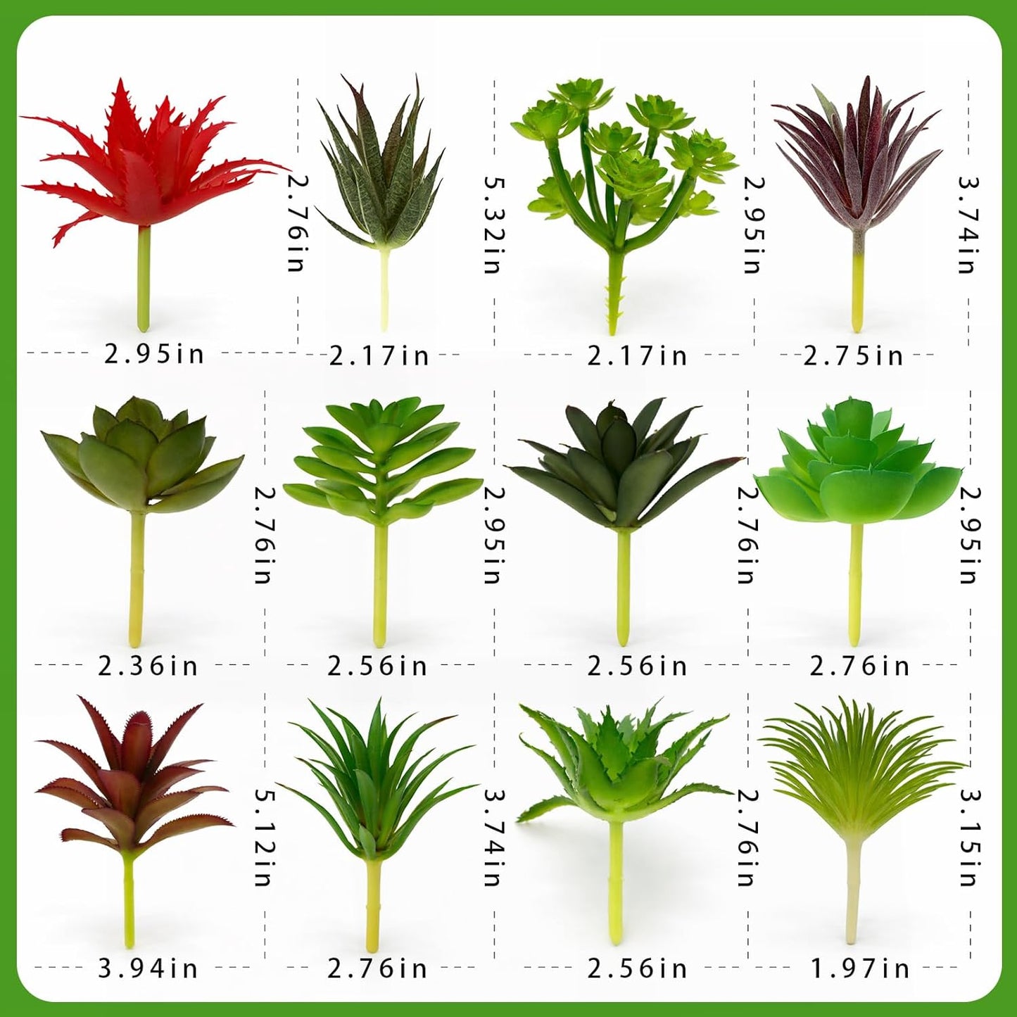 12 Pack Artificial Succulents, Mini Fake Succulent Plants Assortment, Small Faux Plastic Plants for DIY Crafts, Terrarium, Fairy Garden, Home Office Desk Decor