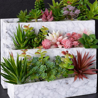 12 Pack Artificial Succulents, Mini Fake Succulent Plants Assortment, Small Faux Plastic Plants for DIY Crafts, Terrarium, Fairy Garden, Home Office Desk Decor