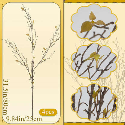 4 Pcs Faux Greenery Branches Fall Fake Twigs and Branches for Vases 31.5 Inch Brown Artificial Greenery Stems for Vase Filler Autumn Home Centerpiece Wedding Decor