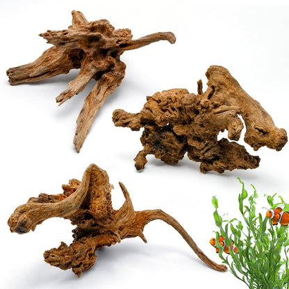3PCS 8" Natural Driftwood Each Unique for Aquarium & Reptile Tank Decor