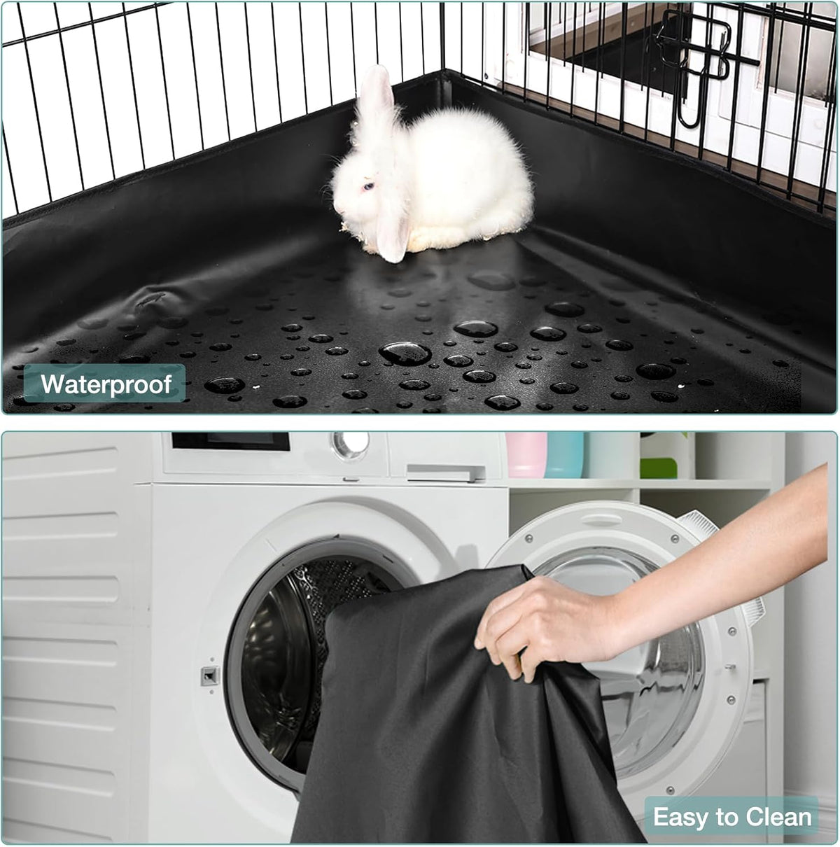 Rabbit Playpen，Small Animal Cage with Waterproof Mat, 48" L*48" W*24" H Metal Hedgehog with Door, C&C Cage for Guinea Pigs, Bunny, Hedgehogs, Chinchillas(Playpen Only)