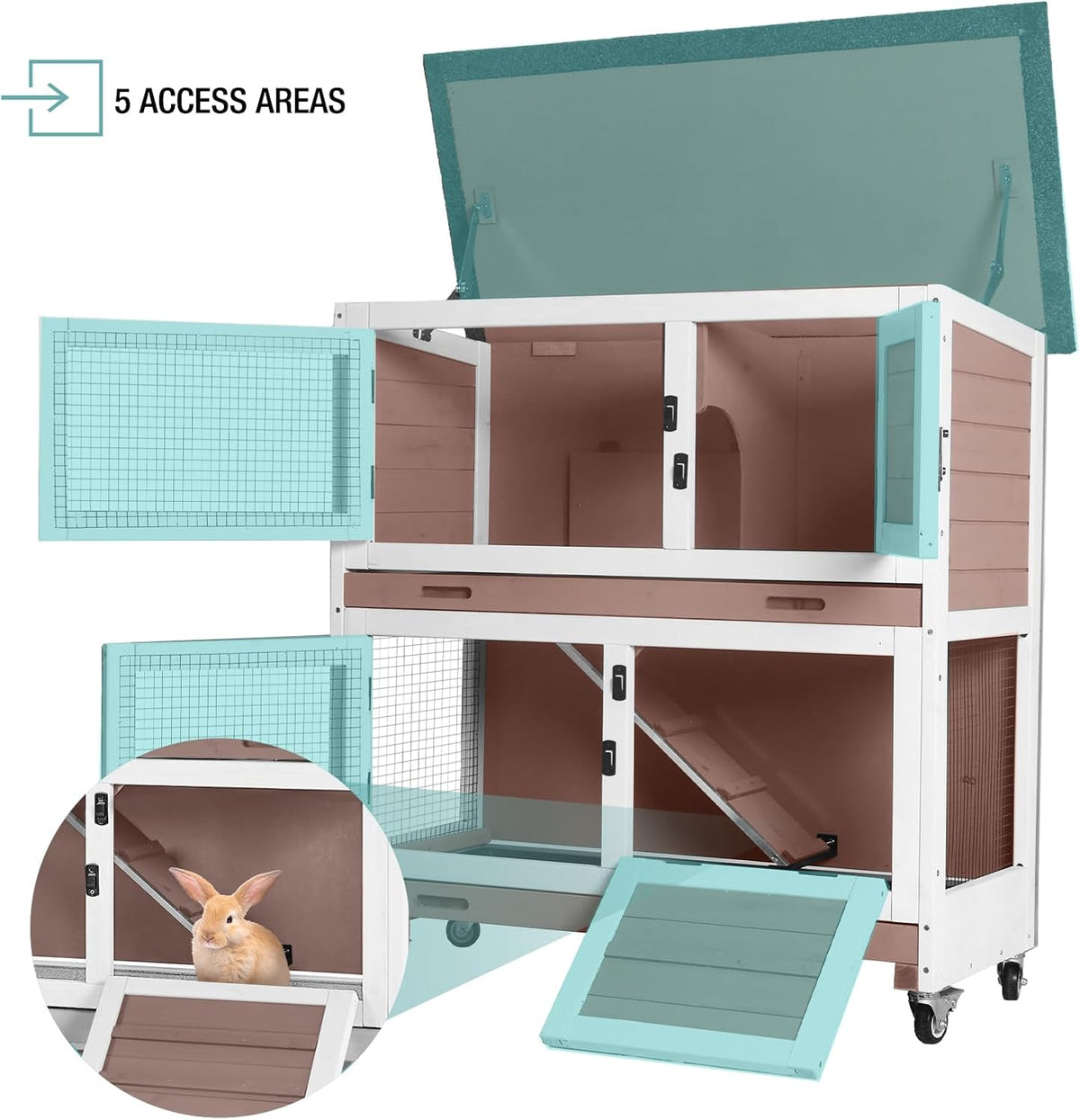 Rabbit Playpen，Small Animal Cage with Waterproof Mat, 48" L*48" W*24" H Metal Hedgehog with Door, C&C Cage for Guinea Pigs, Bunny, Hedgehogs, Chinchillas(Playpen Only)