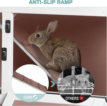 Rabbit Playpen，Small Animal Cage with Waterproof Mat, 48" L*48" W*24" H Metal Hedgehog with Door, C&C Cage for Guinea Pigs, Bunny, Hedgehogs, Chinchillas(Playpen Only)