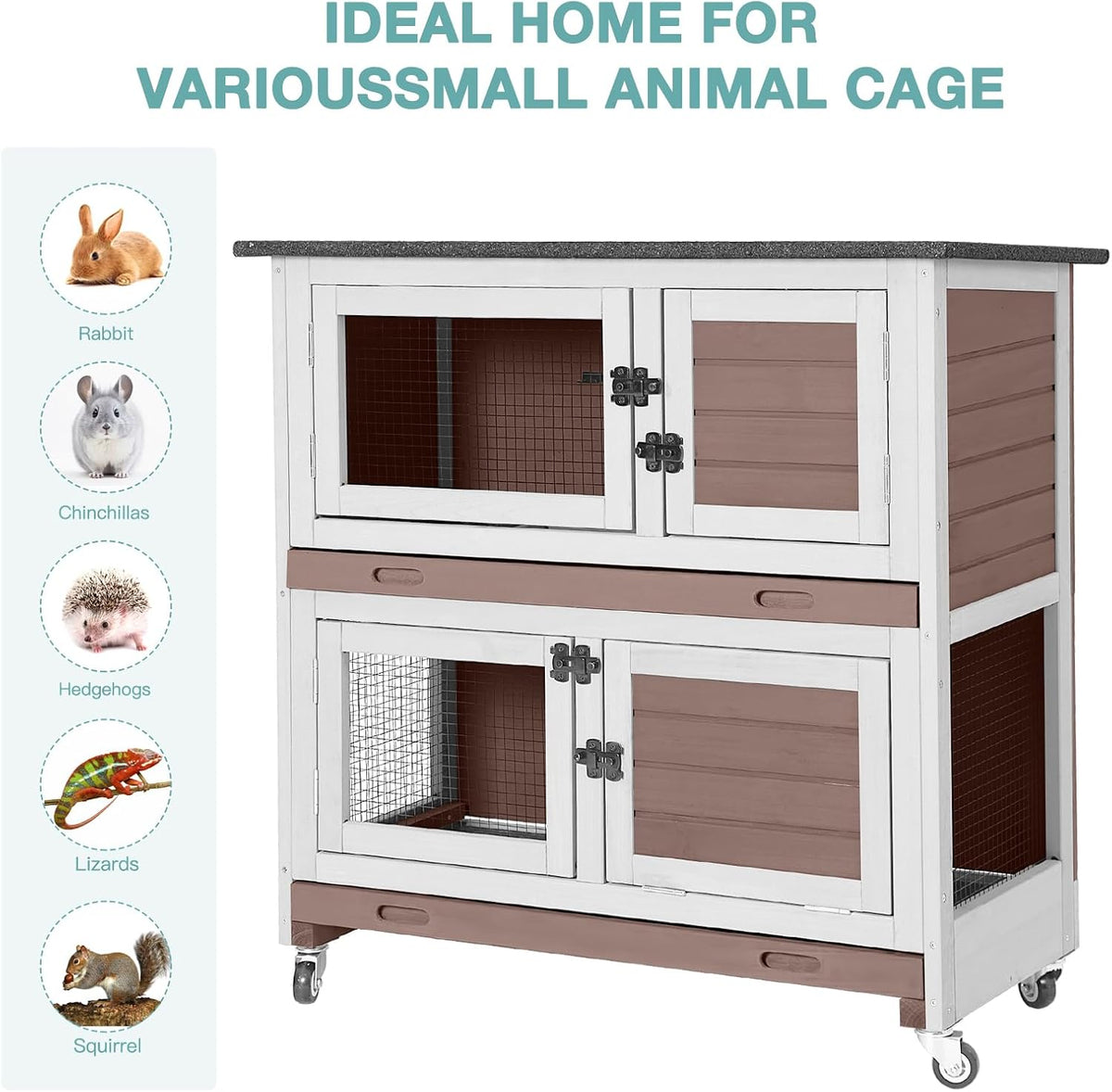 Rabbit Playpen，Small Animal Cage with Waterproof Mat, 48" L*48" W*24" H Metal Hedgehog with Door, C&C Cage for Guinea Pigs, Bunny, Hedgehogs, Chinchillas(Playpen Only)