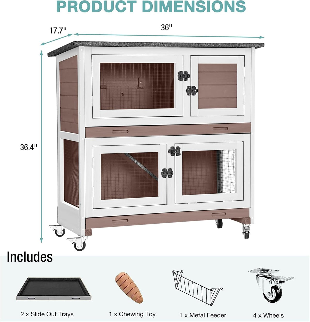 Rabbit Playpen，Small Animal Cage with Waterproof Mat, 48" L*48" W*24" H Metal Hedgehog with Door, C&C Cage for Guinea Pigs, Bunny, Hedgehogs, Chinchillas(Playpen Only)