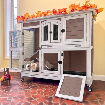 Rabbit Playpen，Small Animal Cage with Waterproof Mat, 48" L*48" W*24" H Metal Hedgehog with Door, C&C Cage for Guinea Pigs, Bunny, Hedgehogs, Chinchillas(Playpen Only)