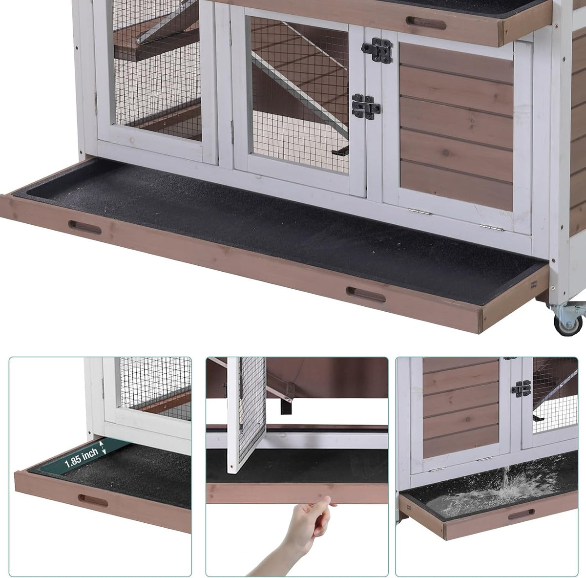 Rabbit Playpen，Small Animal Cage with Waterproof Mat, 48" L*48" W*24" H Metal Hedgehog with Door, C&C Cage for Guinea Pigs, Bunny, Hedgehogs, Chinchillas(Playpen Only)
