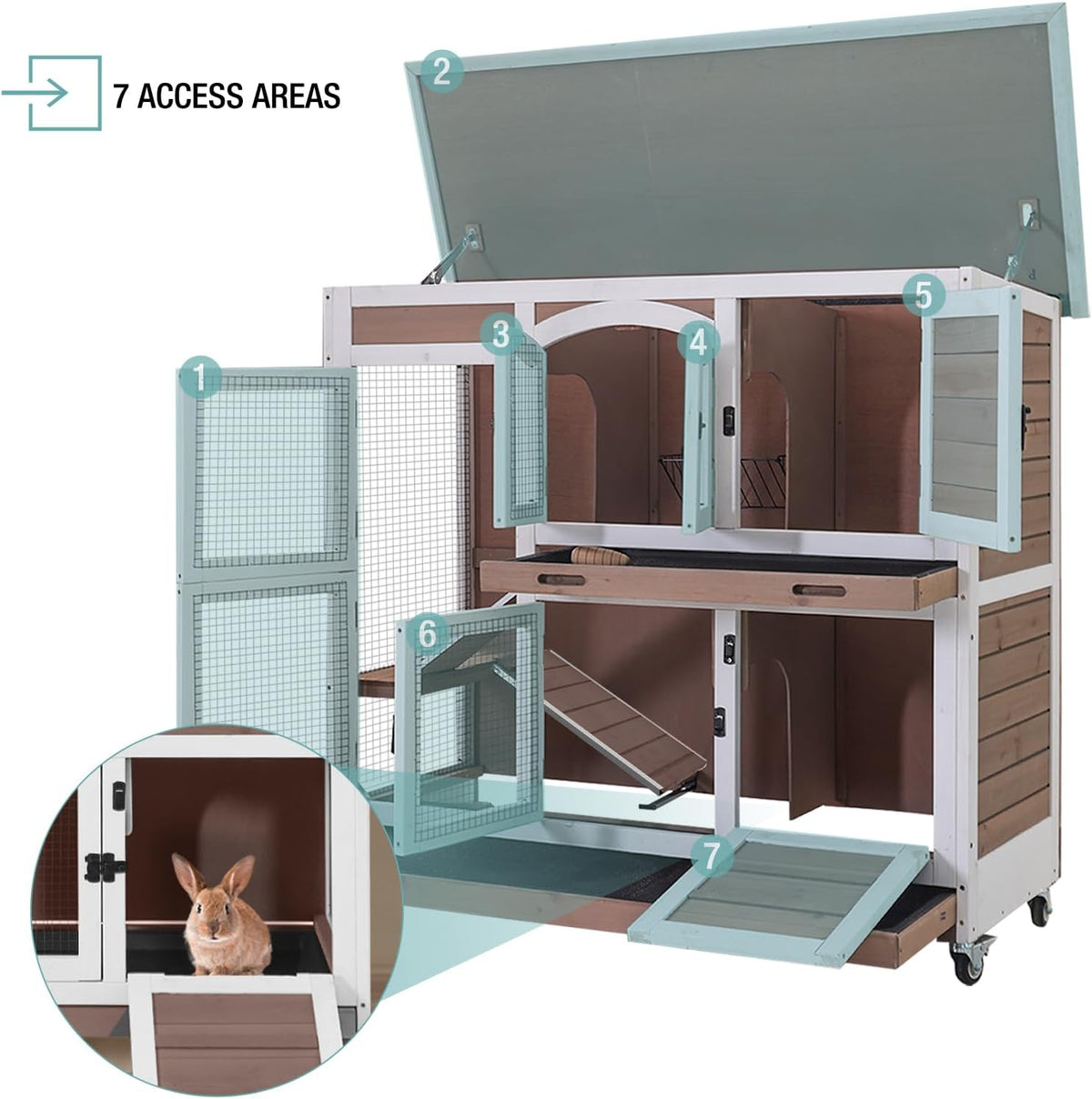 Rabbit Playpen，Small Animal Cage with Waterproof Mat, 48" L*48" W*24" H Metal Hedgehog with Door, C&C Cage for Guinea Pigs, Bunny, Hedgehogs, Chinchillas(Playpen Only)
